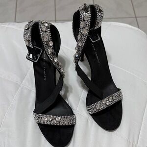 Giuseppe Zanotti Black Heels with Silver Accents